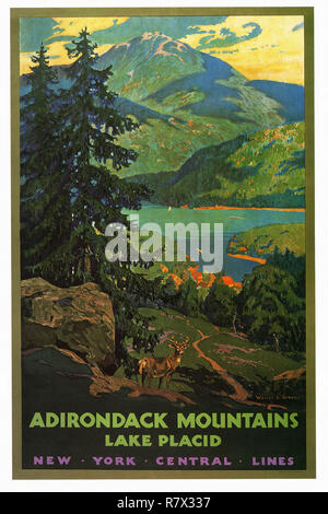 Adirondack Mountains in New York Central Lines - Vintage Travel Poster Stockfoto