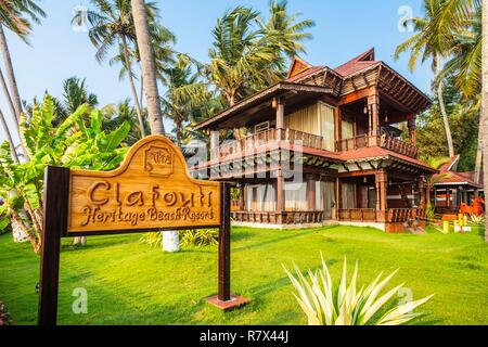 Indien, Bundesstaat Kerala, Varkala, Clafouti Heritage Beach Resort Luxury Hotel Stockfoto