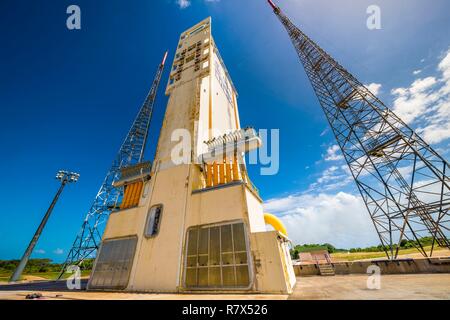 Frankreich, Kourou, Französisch-Guayana, im Raumfahrtzentrum Guayana (CSG), Start der Ariane-V-Rakete Stockfoto