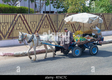 Ägyptischen Mannes Transport der Früchte in einer Kutsche Stockfoto