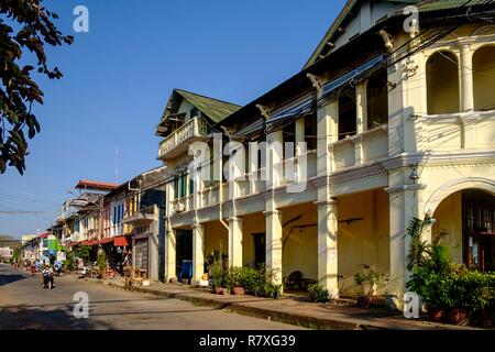 Kambodscha, Kampot Province, Kampot, ehemaligen kolonialen Häuser, Stockfoto