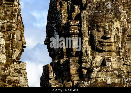 Kambodscha, Angkor als Weltkulturerbe von der UNESCO, Bayon Tempel, der im 12. und 13. Jahrhunderts von König Jayavarman VII. Stockfoto