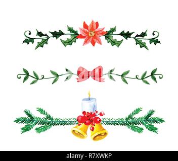 Christmas Bells. Aquarell Abbildung Stock Vektor
