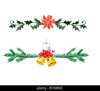 Christmas Bells. Aquarell Abbildung Stock Vektor