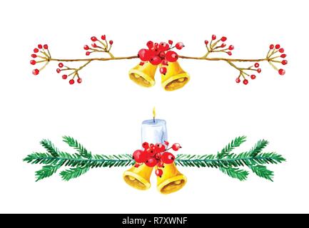 Christmas Bells. Aquarell Abbildung Stock Vektor