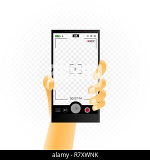 Smartphone in der Hand und das Aufzeichnen von Videos Stock Vektor