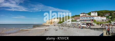 Frankreich, Seine Maritime, Veules les Roses, die Schönsten Dörfer von Frankreich, den Strand Stockfoto