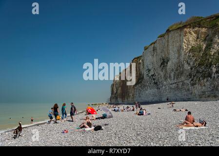 Frankreich, Seine Maritime, Veules les Roses, die Schönsten Dörfer von Frankreich, den Strand Stockfoto