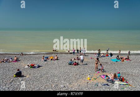 Frankreich, Seine Maritime, Veules les Roses, die Schönsten Dörfer von Frankreich, den Strand Stockfoto