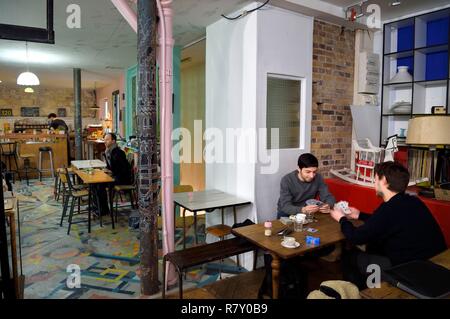 Frankreich, Paris, das Cafe Curieux, alternative Cafe rue Scipion Stockfoto