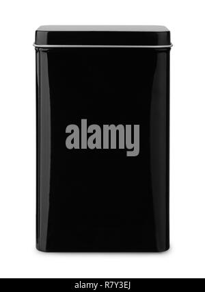 Vorderansicht des Black Metal Box isoliert auf weißem Stockfoto