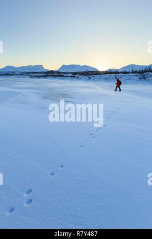 Schweden, Lappland, Region als Weltkulturerbe von der UNESCO, Norrbottens Län aufgeführt, die Tore von Lappland (Laporten) bei Sonnenaufgang Stockfoto