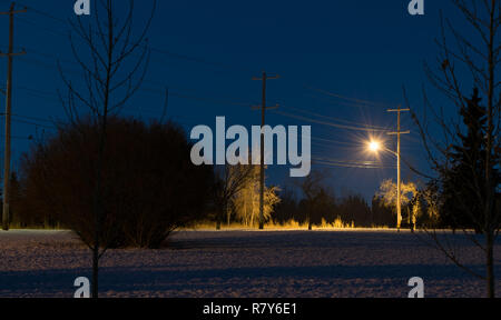 Calgary Sehenswürdigkeiten bei Nacht im Winter Stockfoto