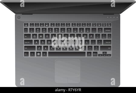 Laptop, von Oben nach Unten anzeigen, Tastatur, realistische Vector Illustration Stock Vektor