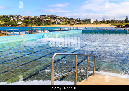 Salzwasser Außenpool. Freshwater Bay, New South Wales, NSW, Australien Stockfoto