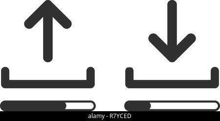 Upload und Download auf das Symbol mit dem laden Bars, einfache lineare desighn für Websites, Anwendungen, Benutzeroberflächen, Präsentationen. Pfeil nach Oben und Unten. Vector Illustration ist Stock Vektor