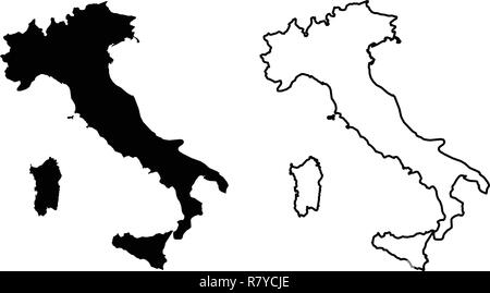 Umriss von Italien Karte gefüllt mit italienischen Flagge - Vektor