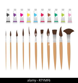 Zeichnen und Malen Rohre Vektor Elemente für Web und Print Design. Maler, Make-up-Master und mehr professionelle Netzteile Stock Vektor