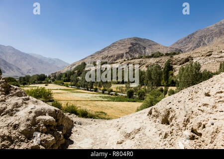 Khaaka Fort in der wakhan Valley in der Nähe von Vrang in Tadschikistan. Stockfoto