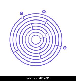 Einfache runde Labyrinth Labyrinth Spiel für Kinder. Eines der Rätsel aus der Menge der Kinder Rätsel Stock Vektor