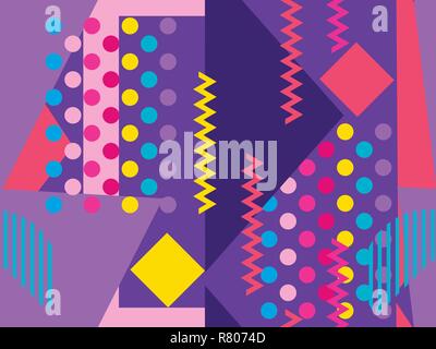 Memphis nahtlose Muster. Geometrische Elemente Memphis im Stil der 80er und 90er Jahre. Vector Illustration Stock Vektor