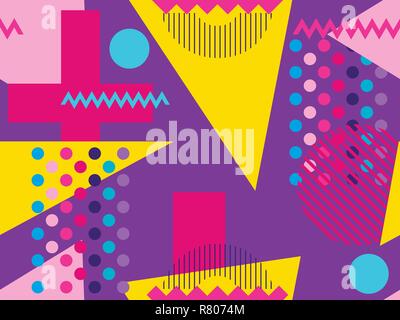Memphis nahtlose Muster. Geometrische Elemente Memphis im Stil der 80er und 90er Jahre. Vector Illustration Stock Vektor