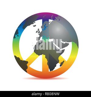 Universal Peace bunt Symbol mit Erde in Regenbogenfarben Vektor-illustration EPS 10. Stock Vektor