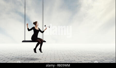 Junge Frau Mime. Mixed Media Stockfoto