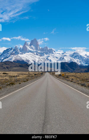 Straße zum Monte Fitz Roy in Argentinien Stockfoto