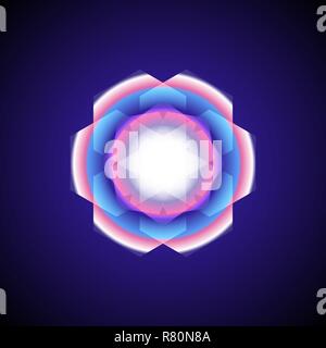 Vektor luftig blau rot transparent ornament Design abstrakt Dekoration Mandala heilige Geometrie Abbildung auf dunklem Hintergrund isoliert Stock Vektor