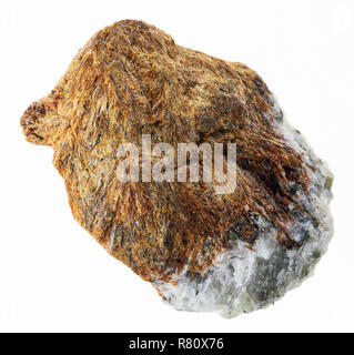 Makrofotografie von natürlichen Mineral aus geologische Sammlung - Grobe normandite Stein auf weißem Hintergrund Stockfoto