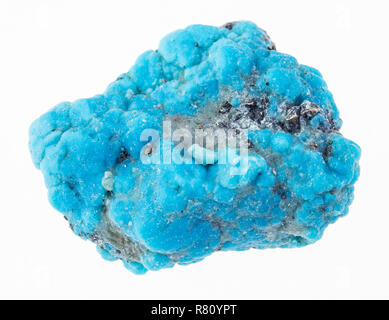 Makrofotografie von natürlichen Mineral aus geologische Sammlung - grob blau türkis auf weißem Hintergrund Stockfoto