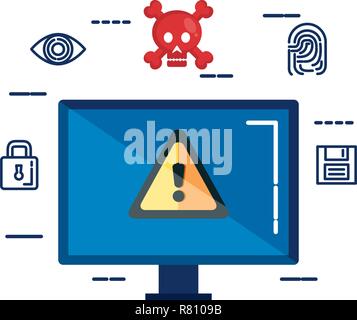 Desktop mit Sicherheit Ikonen Vector Illustration Design Stock Vektor