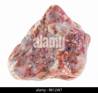 Makrofotografie von natürlichen Mineral aus geologische Sammlung - trommelsteine pegmatite Stein auf weißem Hintergrund Stockfoto