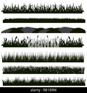 Schwarz Gras Silhouetten Stock Vektor