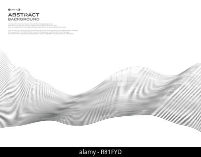 Zusammenfassung von Welligen Element für Design. Wave line Pattern mit Linien mit Hilfe des Werkzeugs Blend erstellt. Vector Illustration eps 10. Stock Vektor