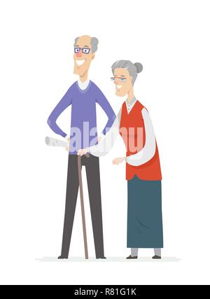 Gerne älteres Paar - cartoon Menschen Zeichen isoliert Abbildung Stock Vektor