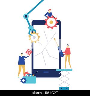 Mobile Reparatur Service - flaches design Stil bunte Illustration Stock Vektor