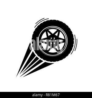 Schwarzes Auto Rad mit Moving Path und Drehung Stock Vektor