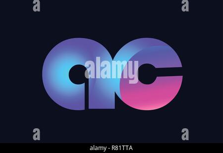 Design von Buchstaben Kombination ac a c Rosa Blau Farbverlauf Farbe, das als Logo taugt, für ein Unternehmen oder ein Geschäft Stock Vektor