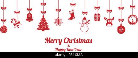 Weihnachtsbaumschmuck. Weihnachten hängende Dekoration aufgestellt. Stock Vektor