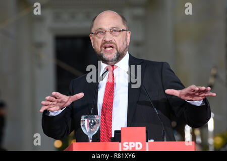 22. September 2017 Fraktionschef Martin Schulz, SPD-Wahlprogramm gehalten am Gendarmenmarkt in Berlin. Stockfoto