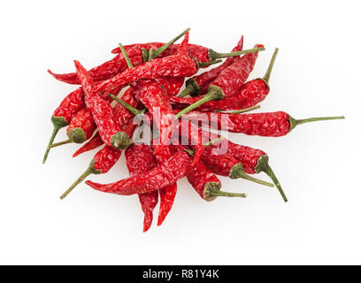 Trocken rote Paprika auf weißem Hintergrund Stockfoto