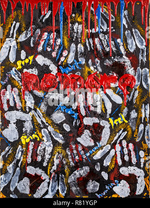 Acrylbild auf Leinwand im Hintergrund Stockfoto