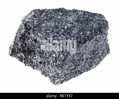 Makrofotografie von natürlichen Mineral aus geologische Sammlung - Grobe amphibolite Stein auf weißem Hintergrund Stockfoto