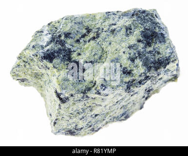 Makrofotografie von natürlichen Mineral aus geologische Sammlung - raw serpentinite Stein auf weißem Hintergrund Stockfoto