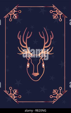 Rentier Gesicht Dekoration dunklen Hintergrund Vector Illustration Stock Vektor