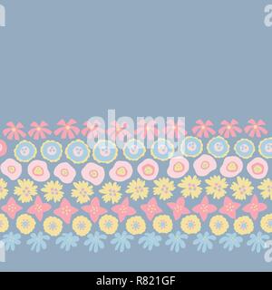 Florale nahtlose Vektor wiederholen Grenze Hand gezeichnet Stock Vektor