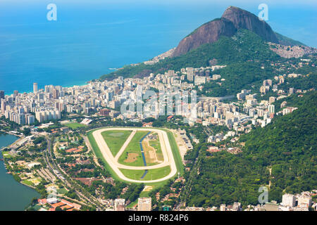 Blick vom Corcovado über Ipanema, Leblon und der Jockey Club, Ipanema, Leblon, Rio de Janeiro, Rio de Janeiro, Brasilien Stockfoto