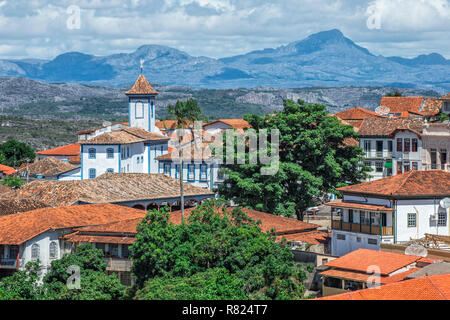 Blick über Diamantina und Nossa Senhora Do Amparo Kirche Diamantina, Minas Gerais, Brasilien Stockfoto